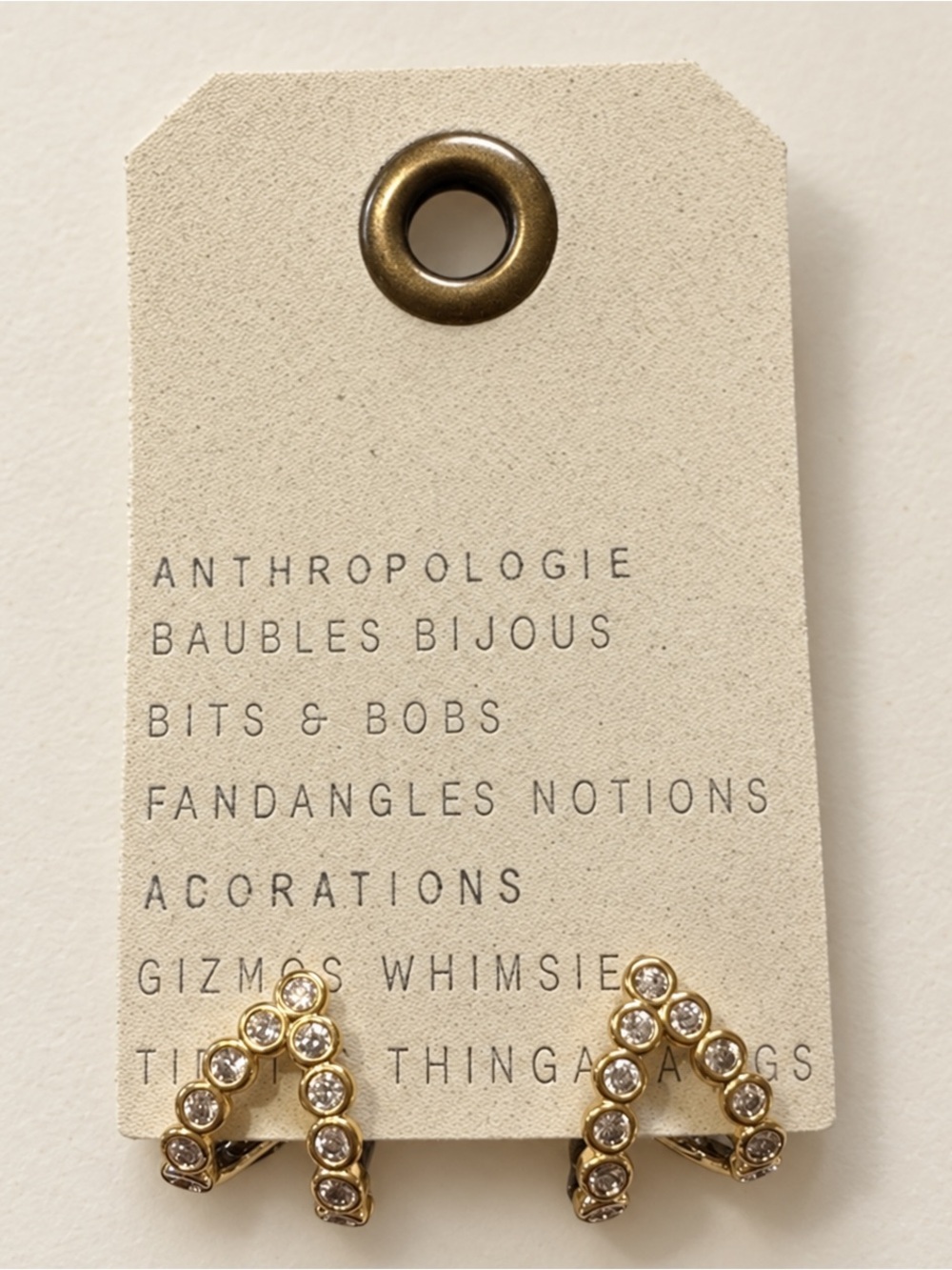 NWT Anthropologie Baubles Bijoux earring stud 14k gold plated sparkly stones